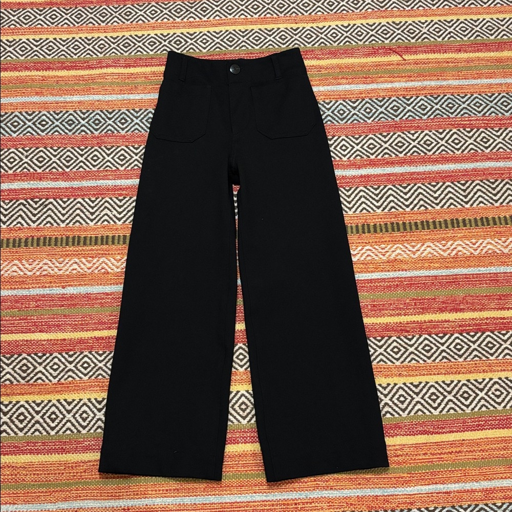 Maeve Anthropologie Magic Fabric Colette Cropped Wide-Leg Pants black size 24